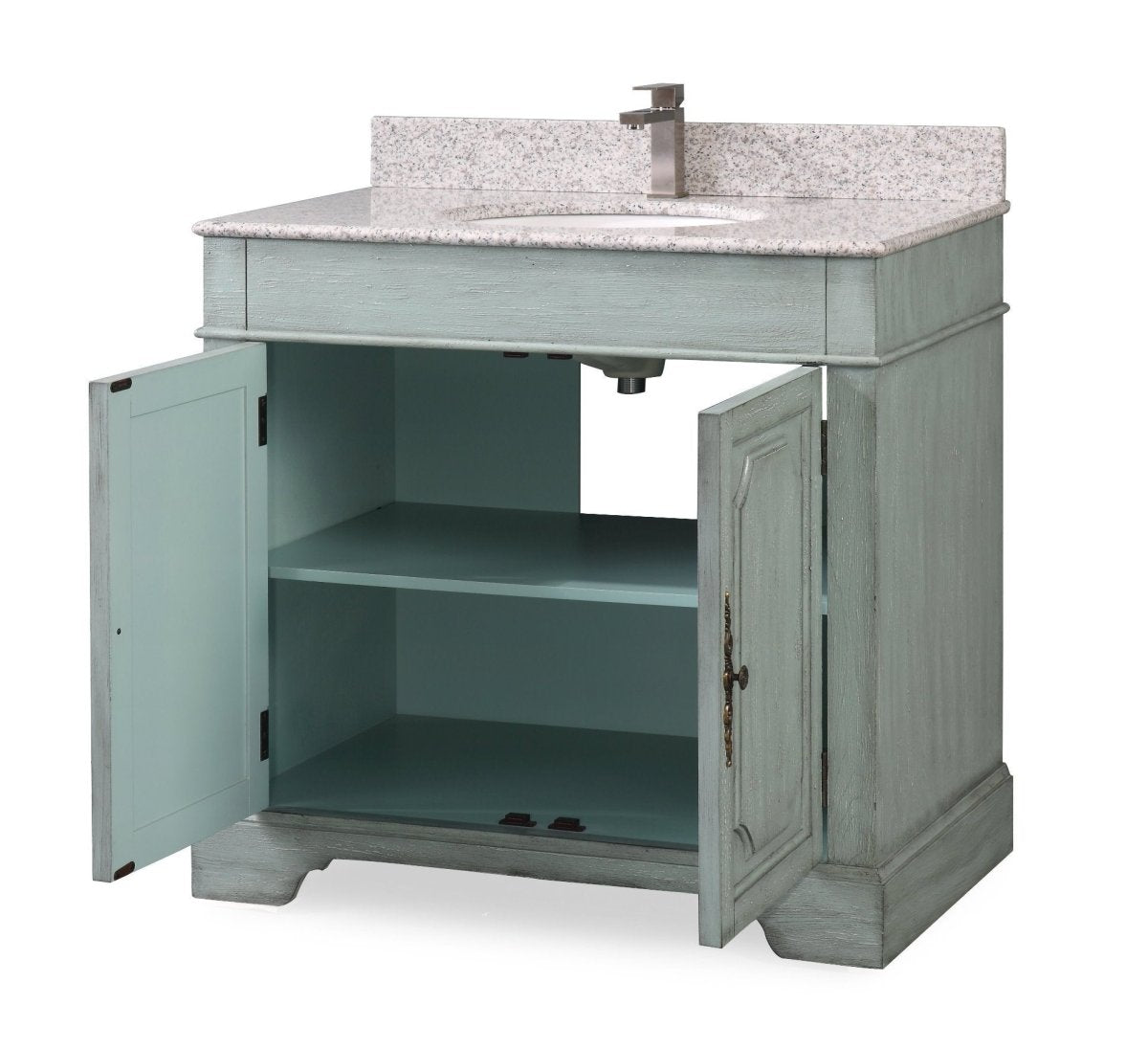 36" Benton Collection Litchfield Distressed Silver Blue Beach Style Bathroom Vanity RX-2218 - Bentoncollections