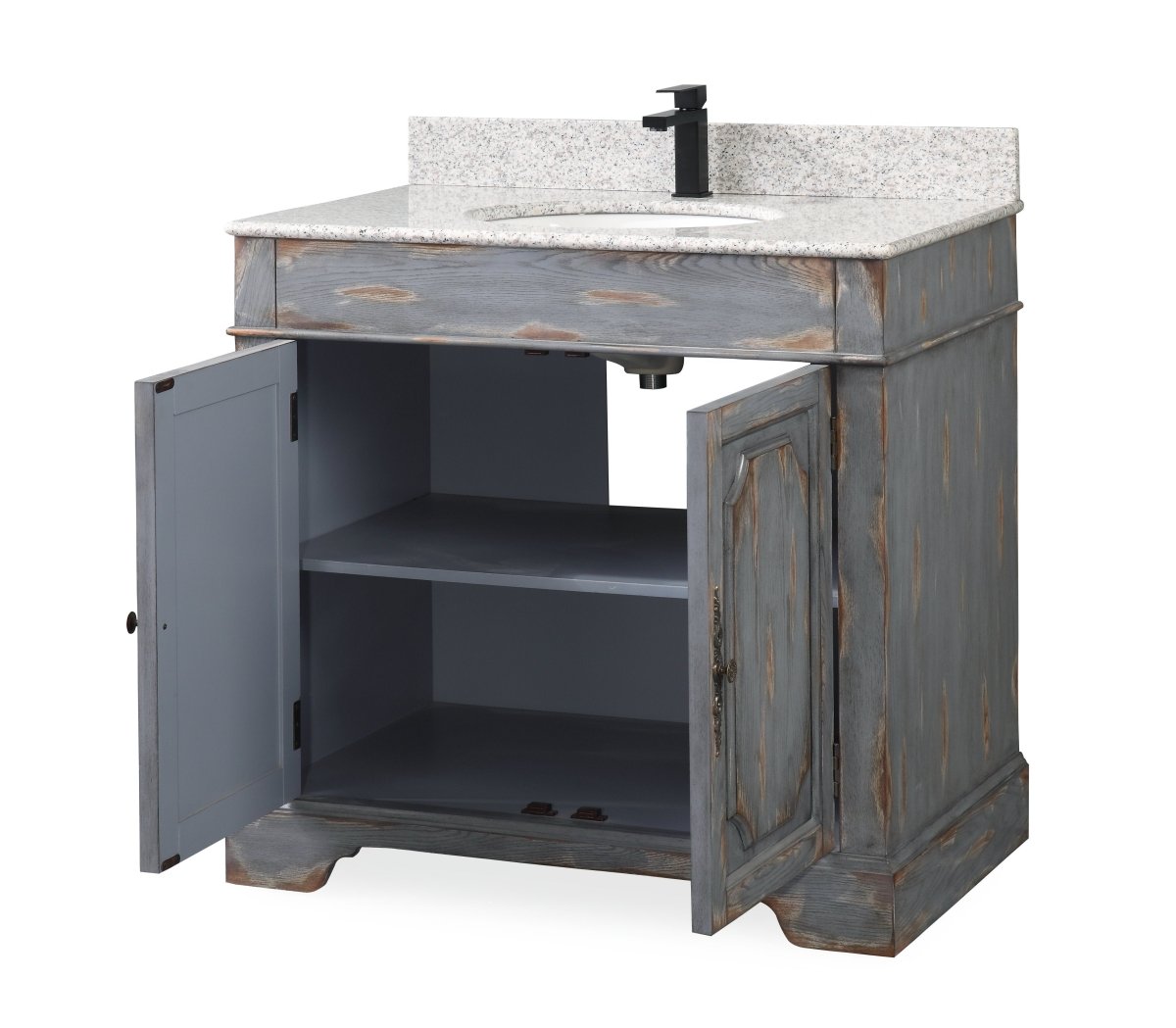 36" Benton Collection Litchfield Rustic Distressed Boho Gray Bathroom Vanity RX-2217 - Bentoncollections