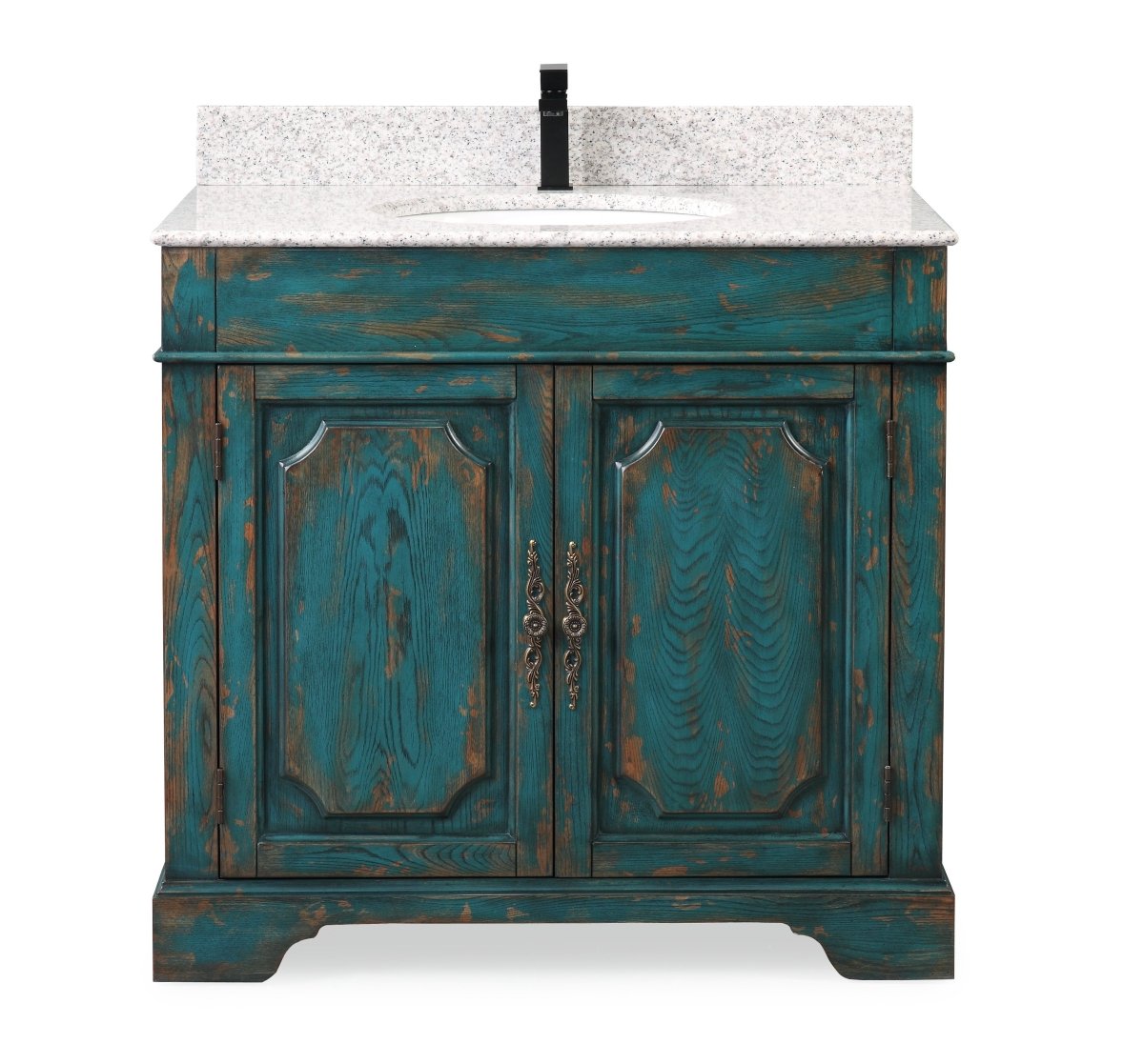 36" Benton Collection Litchfield Rustic Distressed Emerald Blue Bathroom Vanity RX-2216 - Bentoncollections