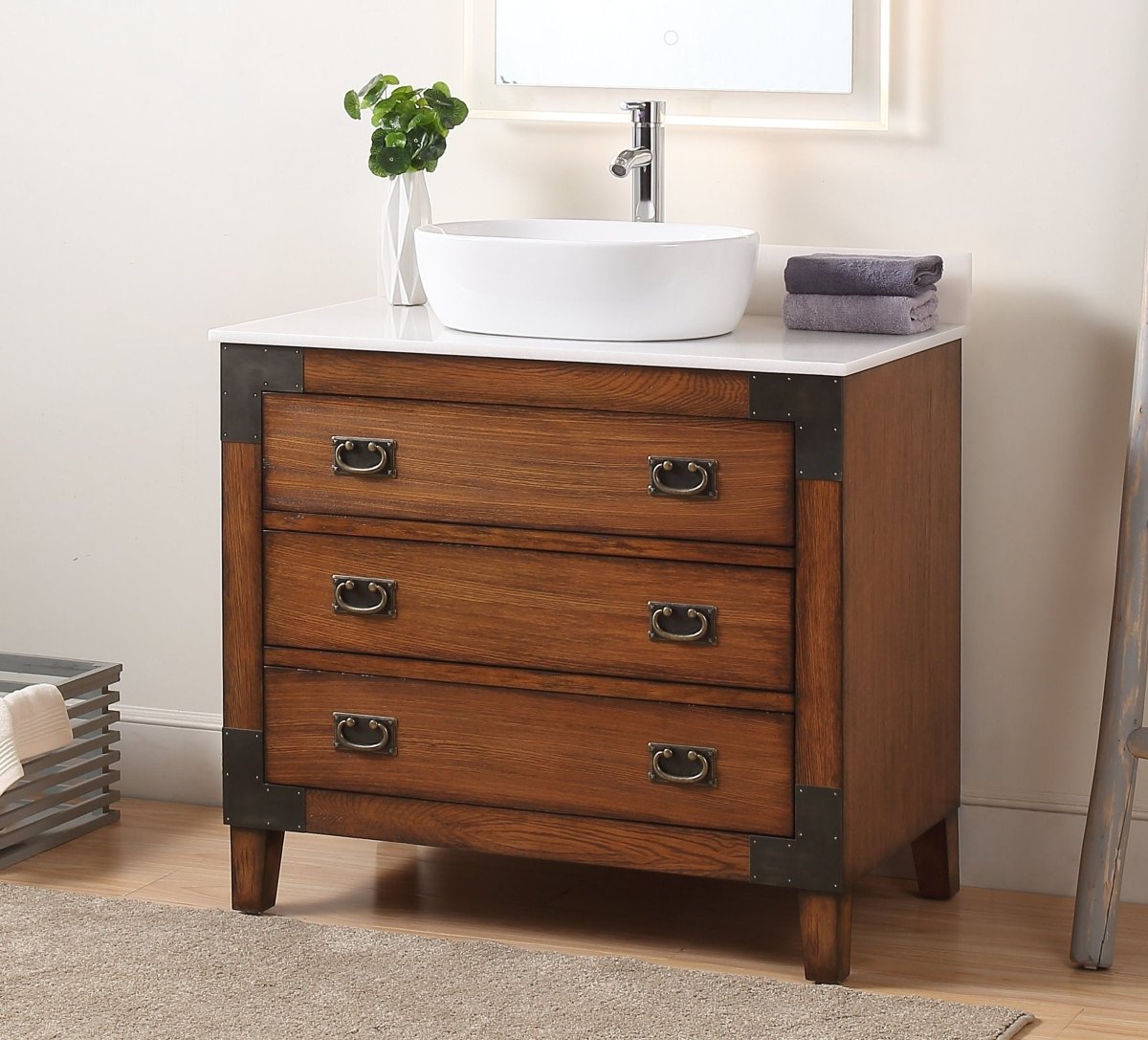 36" Benton Collection Vessel Sink Traditional Style Bathroom Vanity Akira CF-35535 - Bentoncollections