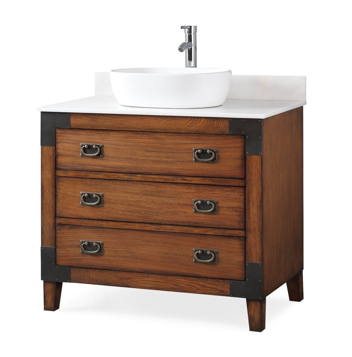 36" Benton Collection Vessel Sink Traditional Style Bathroom Vanity Akira CF-35535 - Bentoncollections