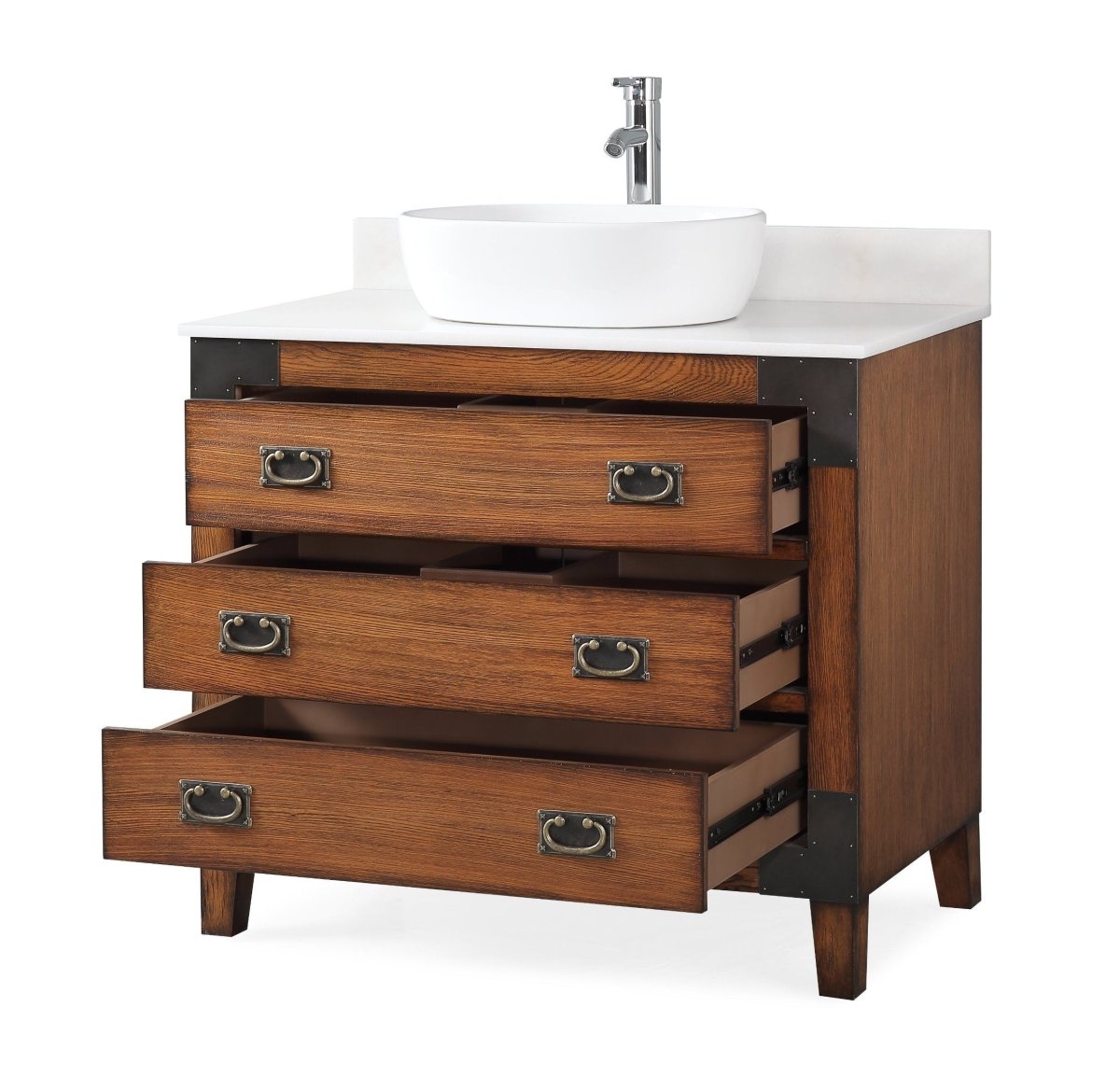 36" Benton Collection Vessel Sink Traditional Style Bathroom Vanity Akira CF-35535 - Bentoncollections