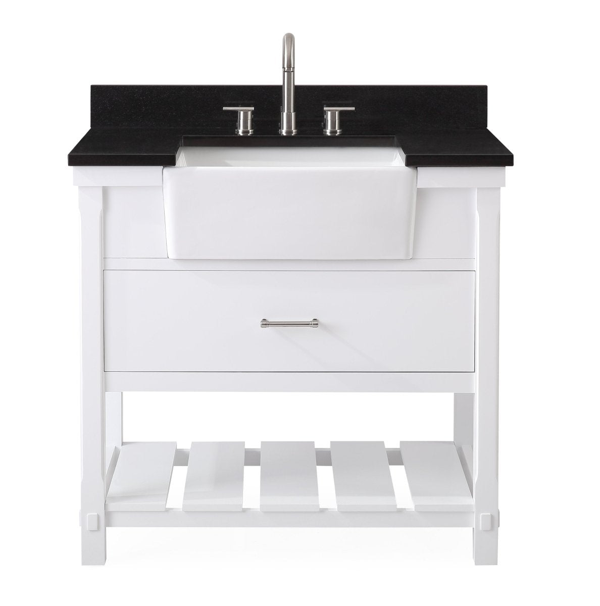 36-Inches Kendia Farmhouse Sink Bathroom Vanity - GD-7036-WT36-GT - Bentoncollections