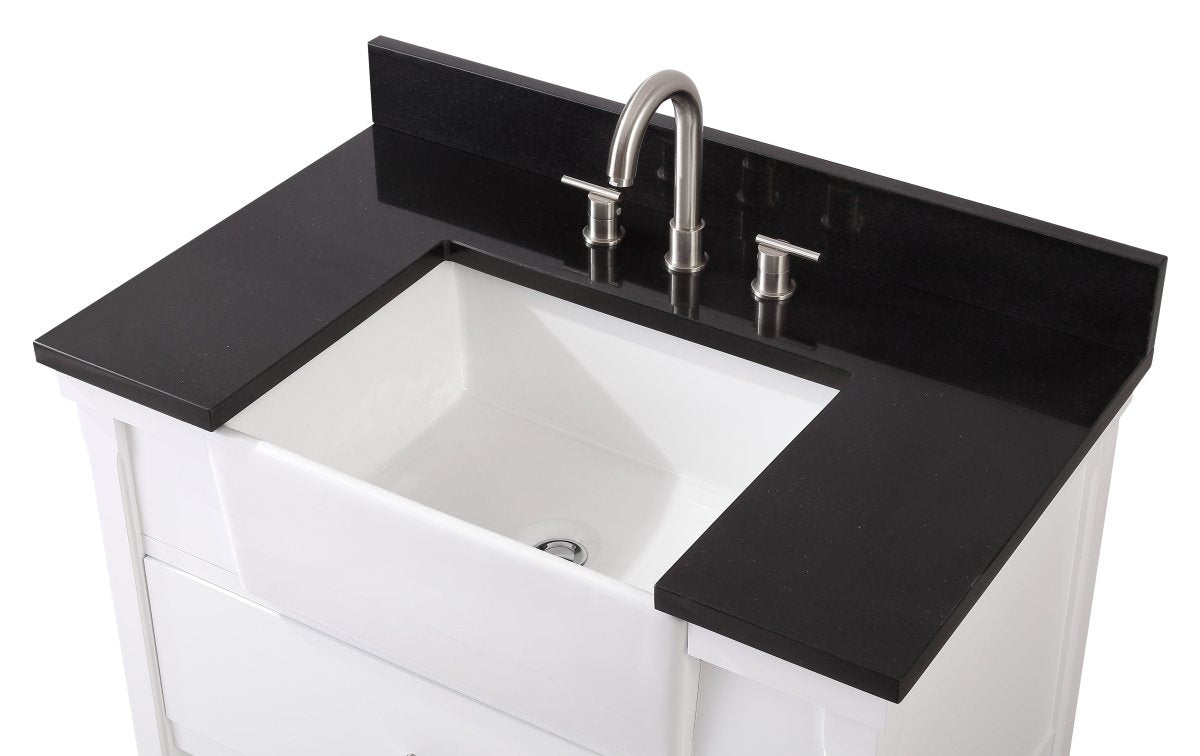 36-Inches Kendia Farmhouse Sink Bathroom Vanity - GD-7036-WT36-GT - Bentoncollections