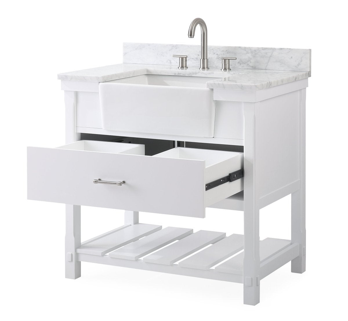 36-Inches Kendia Farmhouse Sink Bathroom Vanity - GD-7036-WT36-RA - Bentoncollections