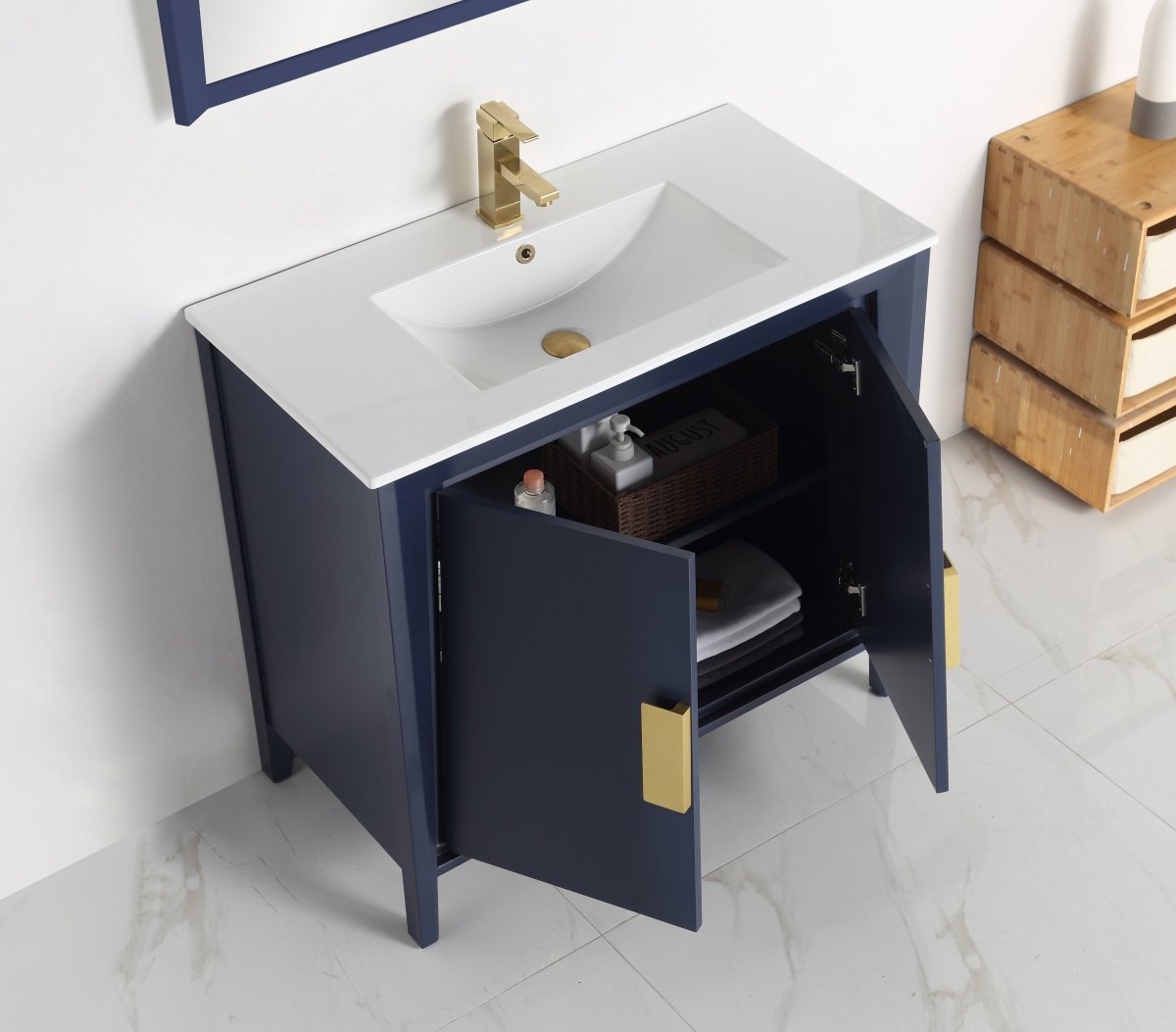 36" Larvotto Navy Blue Modern Bathroom Sink Vanity - CL-22NB36-ZI - Bentoncollections