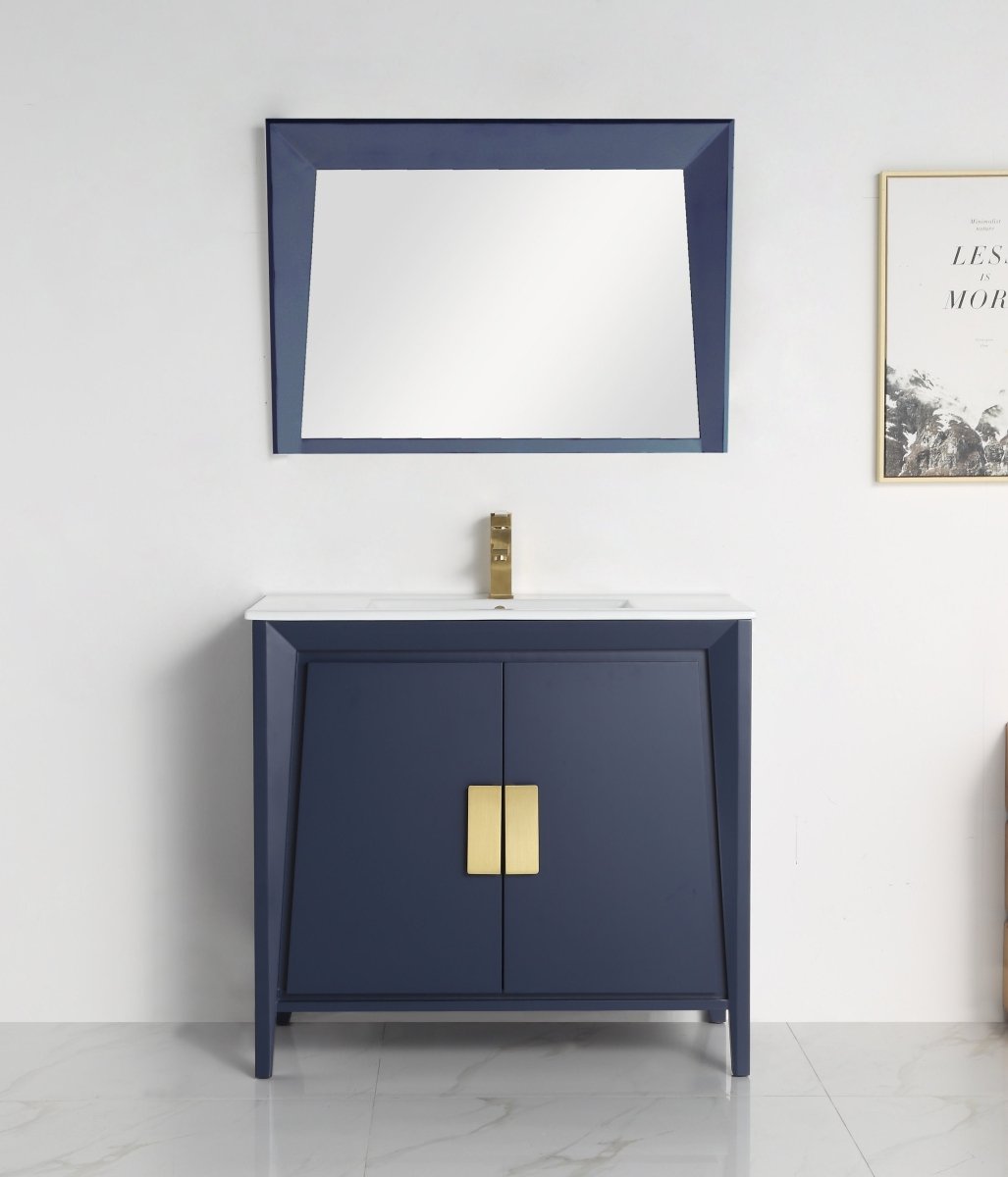 36" Larvotto Navy Blue Modern Bathroom Sink Vanity - CL-22NB36-ZI - Bentoncollections