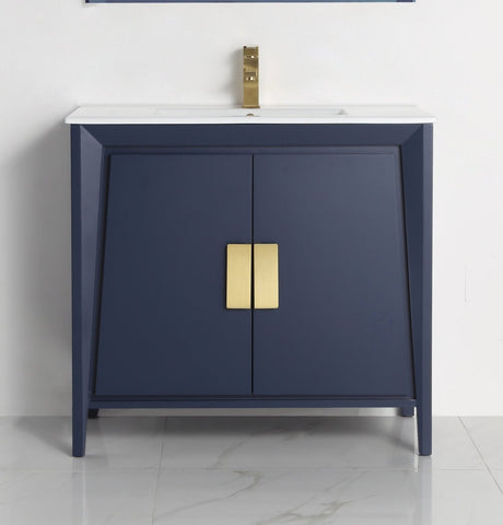 36" Larvotto Navy Blue Modern Bathroom Sink Vanity - CL-22NB36-ZI - Bentoncollections