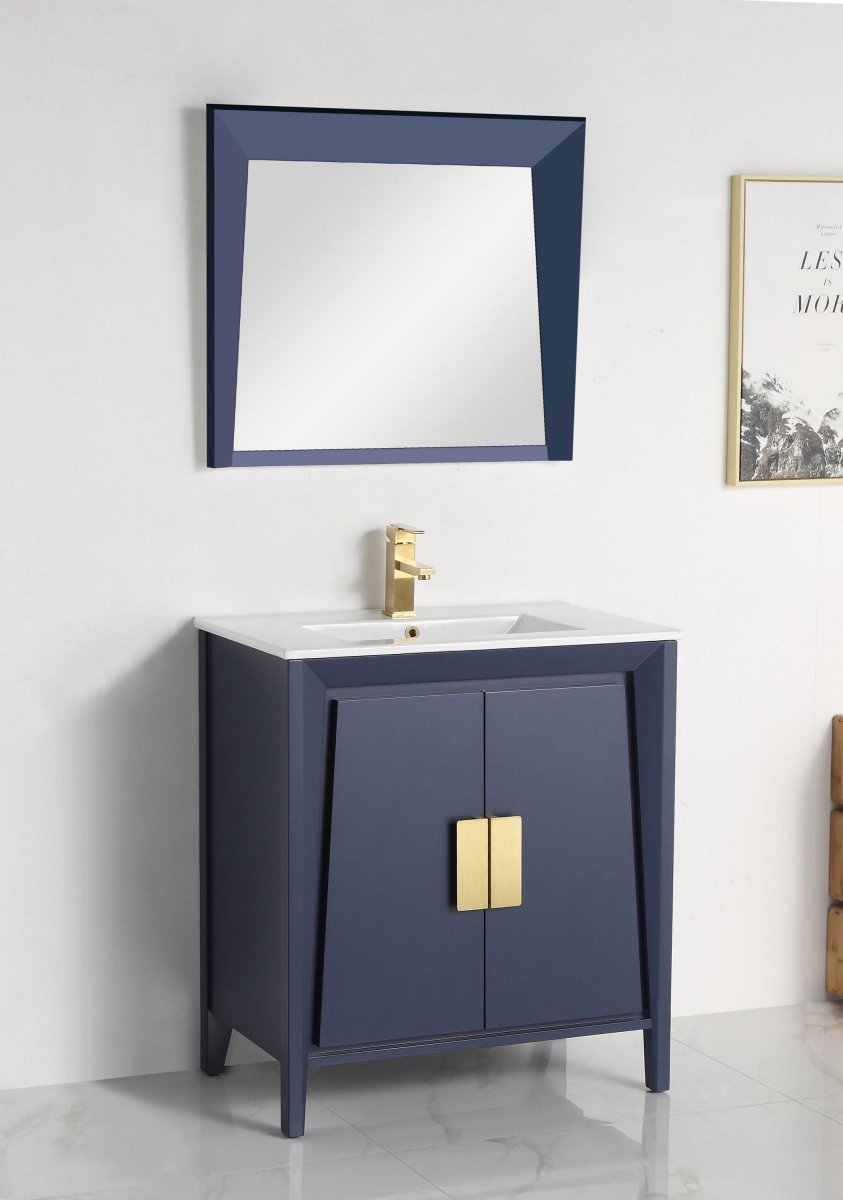 36" Larvotto Navy Blue Modern Bathroom Sink Vanity - CL-22NB36-ZI - Bentoncollections