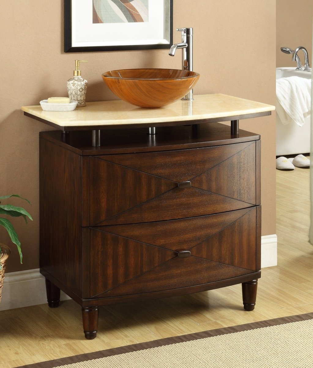 36" Onyx counter top Verdana Vessel Sink Bathroom Vanity Model # Q136-1 - Bentoncollections