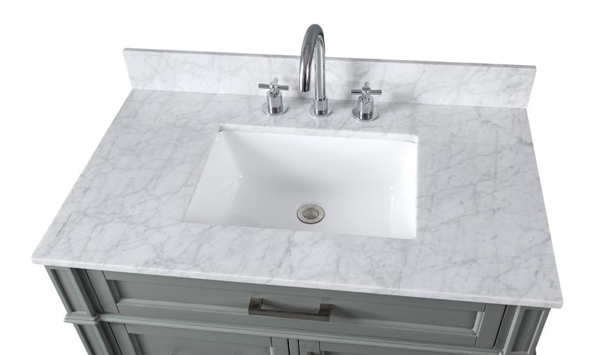 36" Tennant Brand Durand Modern Gray Bathroom Sink Vanity - QT-1808-V36CK - Bentoncollections