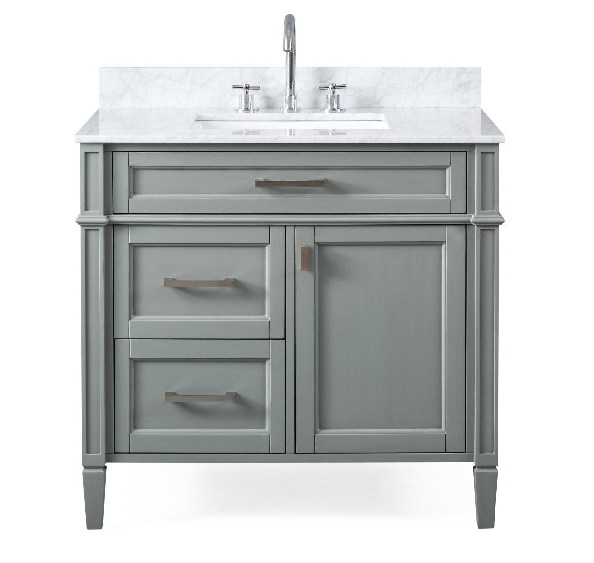 36" Tennant Brand Durand Modern Gray Bathroom Sink Vanity - QT-1808-V36CK - Bentoncollections