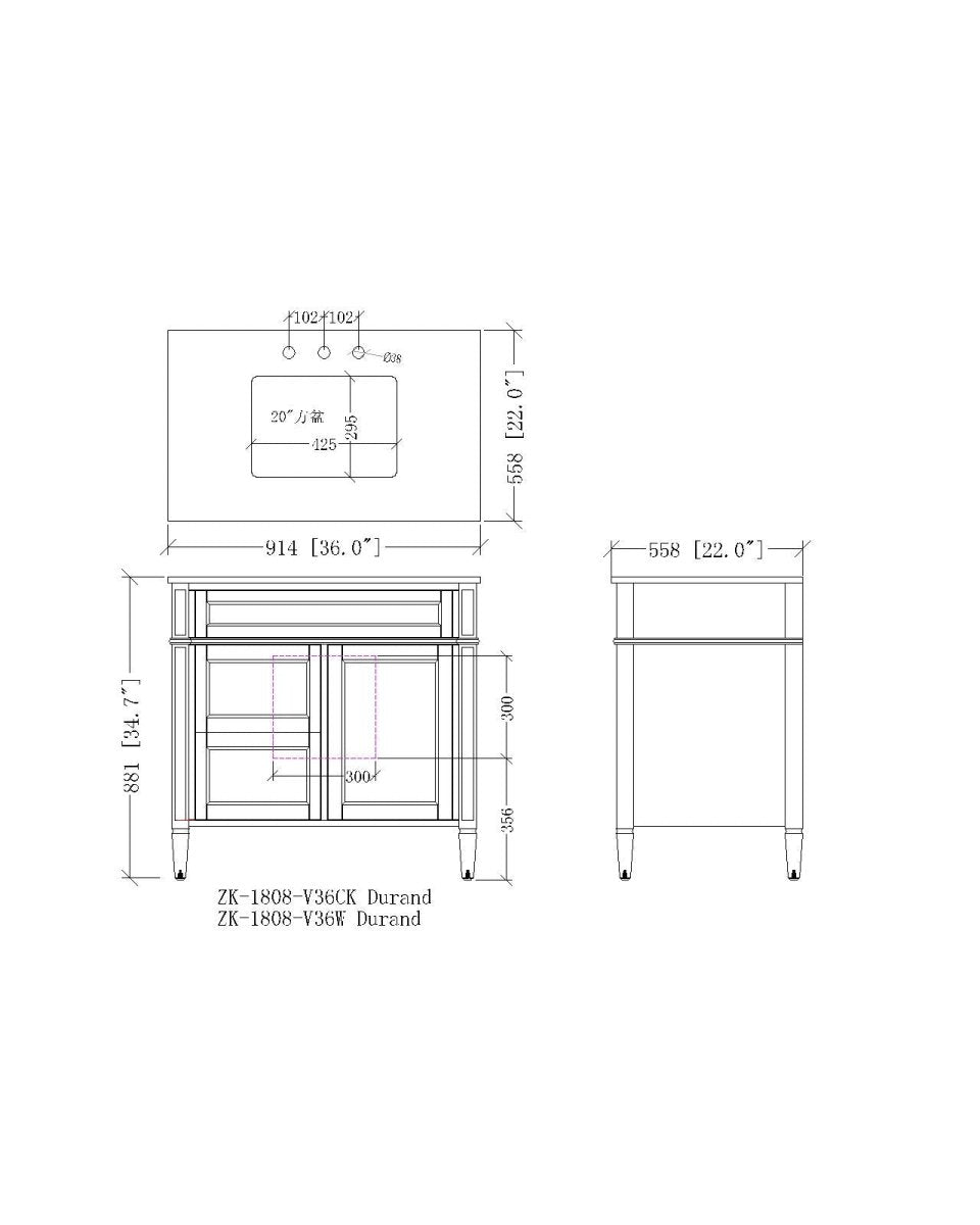 36'' Tennant Brand Durand Modern Teal Blue Bathroom Sink Vanity QT-1808-V36TB - Bentoncollections