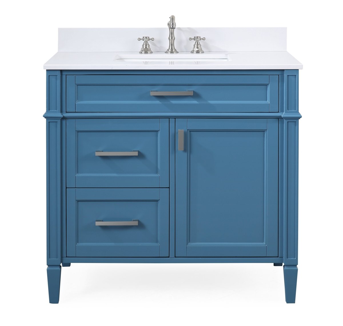 36'' Tennant Brand Durand Modern Teal Blue Bathroom Sink Vanity QT-1808-V36TB - Bentoncollections