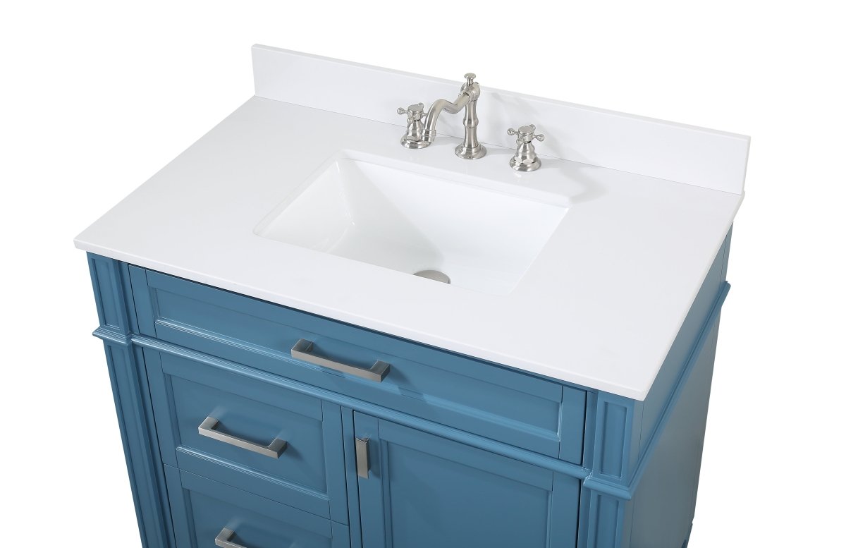 36'' Tennant Brand Durand Modern Teal Blue Bathroom Sink Vanity QT-1808-V36TB - Bentoncollections