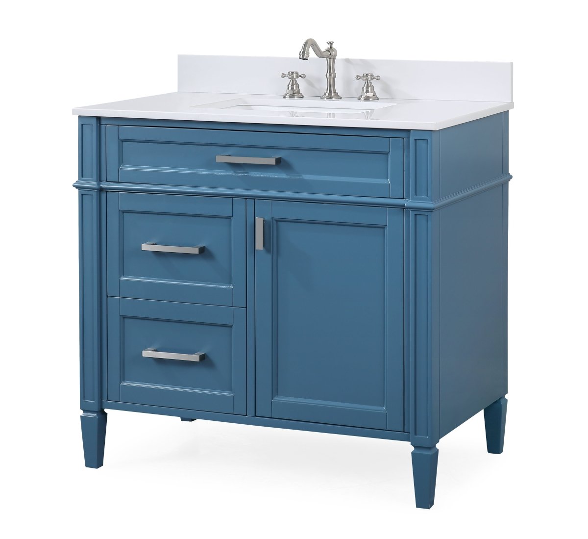 36'' Tennant Brand Durand Modern Teal Blue Bathroom Sink Vanity QT-1808-V36TB - Bentoncollections