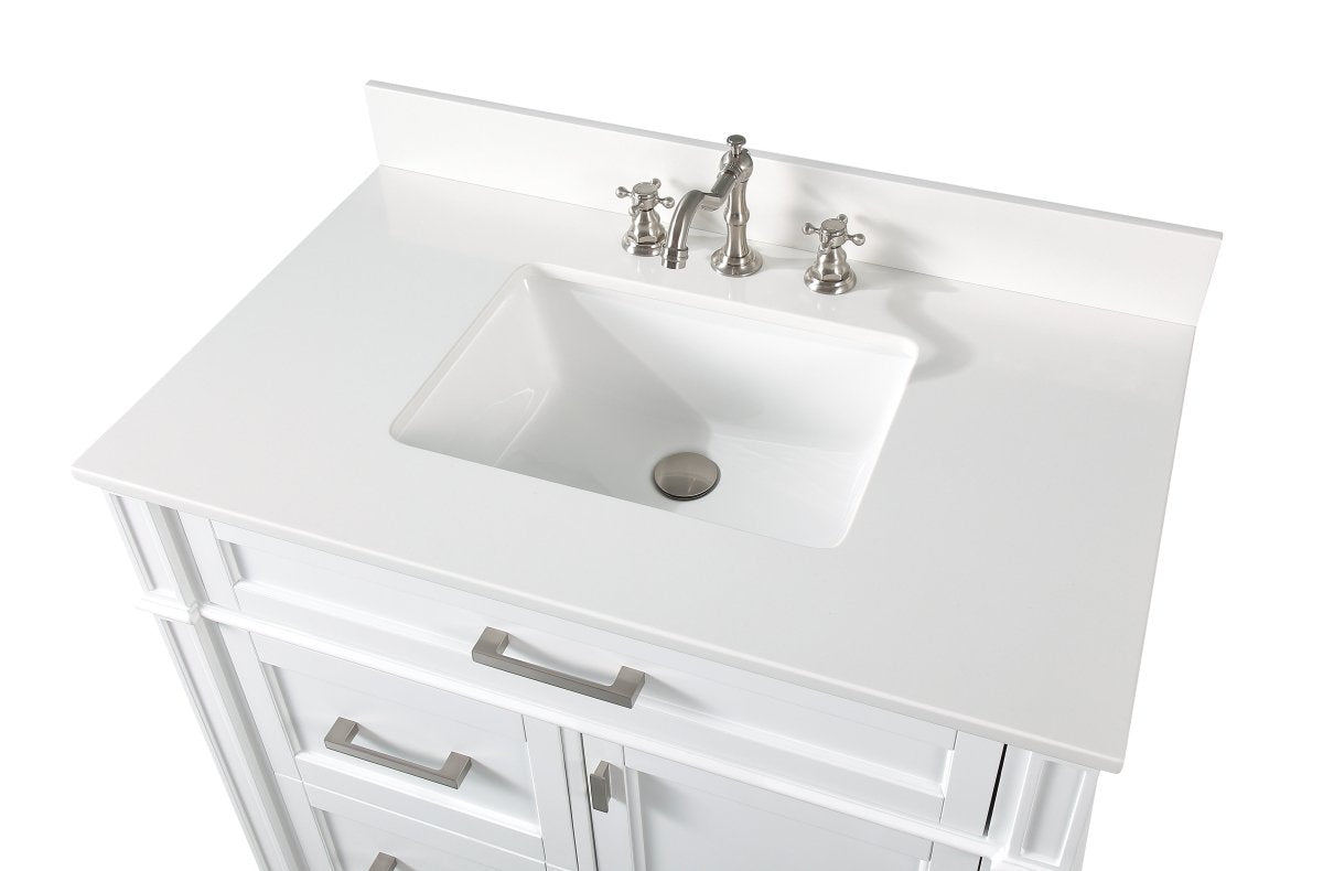 36" Tennant Brand Durand Modern White Bathroom Sink Vanity QT-1808-V36W - Bentoncollections