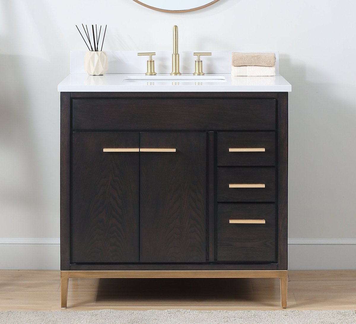 36" Tennant Brand Modern Style Beatrice Bathroom Sink Vanity - TB-9838DK-V36 Wenge finish - Bentoncollections