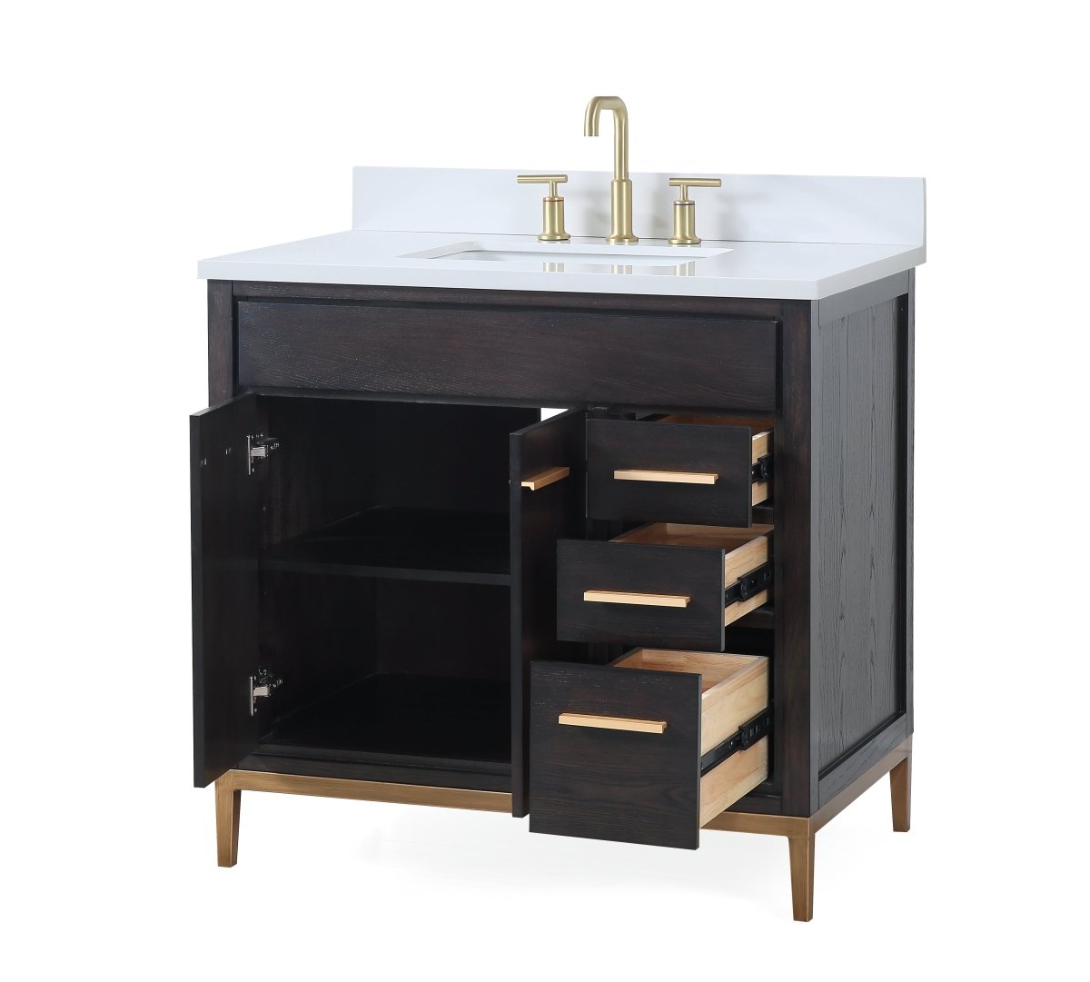 36" Tennant Brand Modern Style Beatrice Bathroom Sink Vanity - TB-9838DK-V36 Wenge finish - Bentoncollections