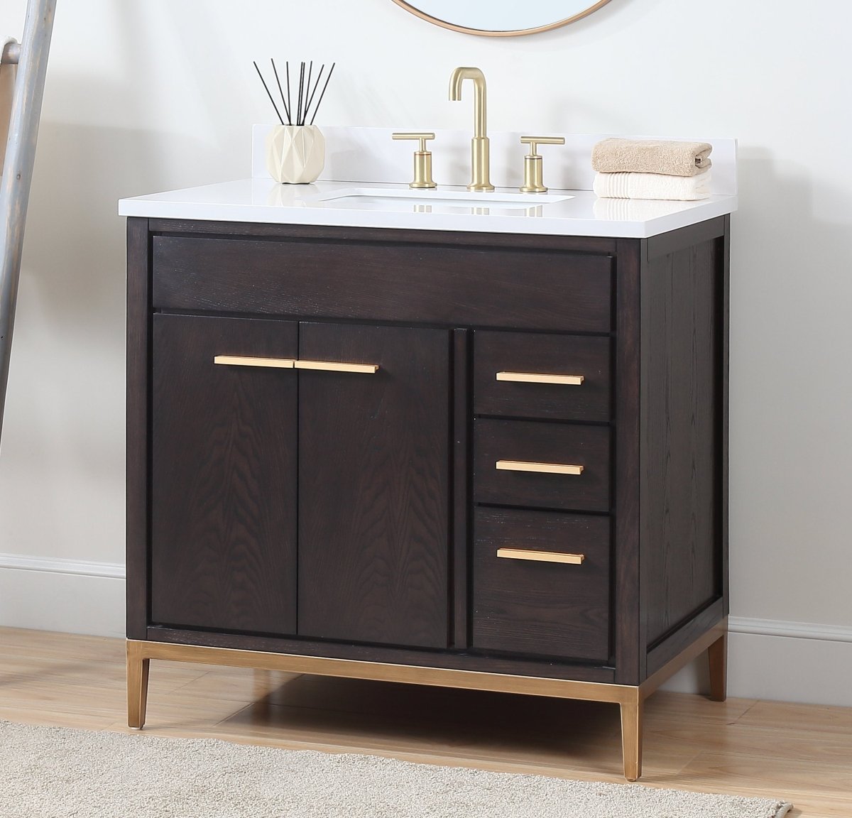 36" Tennant Brand Modern Style Beatrice Bathroom Sink Vanity - TB-9838DK-V36 Wenge finish - Bentoncollections