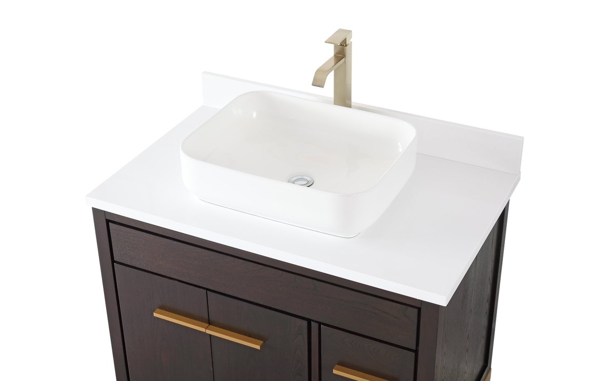 36" Tennant Brand Modern Style Beatrice Vessel Sink Bathroom Vanity - TB-9936DK-36QT - Bentoncollections