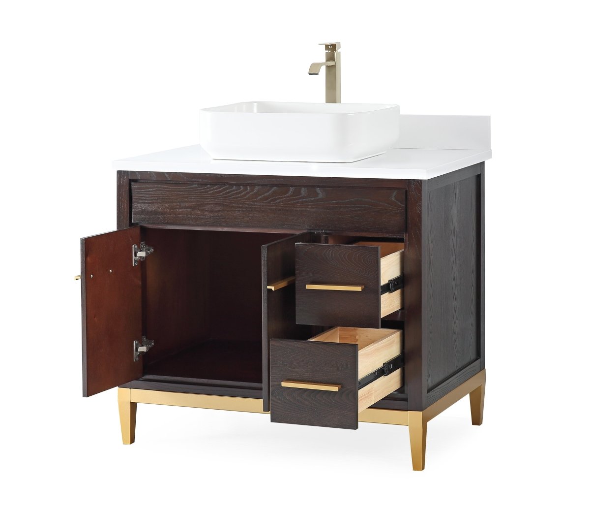 36" Tennant Brand Modern Style Beatrice Vessel Sink Bathroom Vanity - TB-9936DK-36QT - Bentoncollections