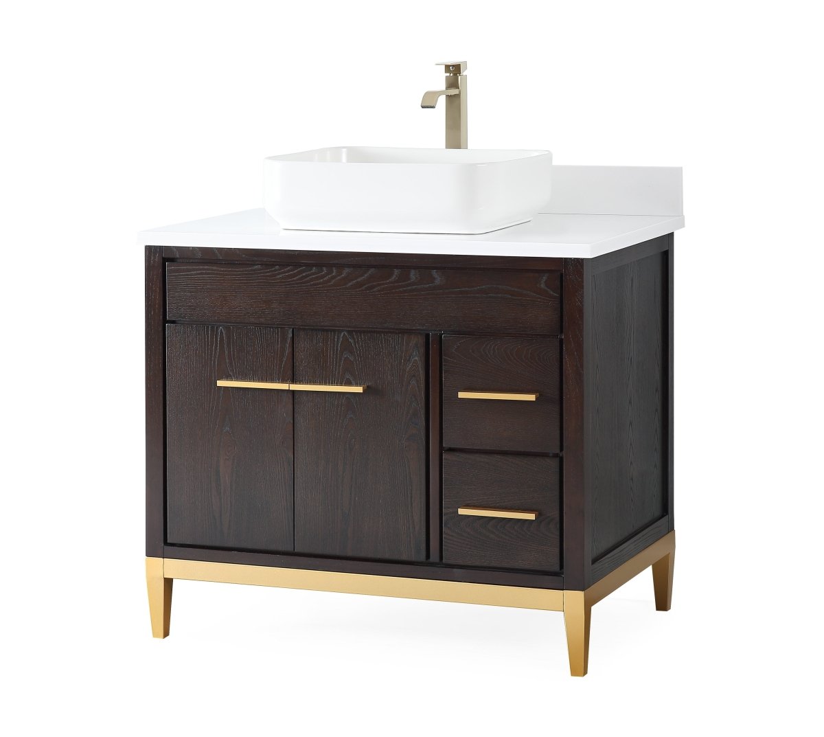 36" Tennant Brand Modern Style Beatrice Vessel Sink Bathroom Vanity - TB-9936DK-36QT - Bentoncollections