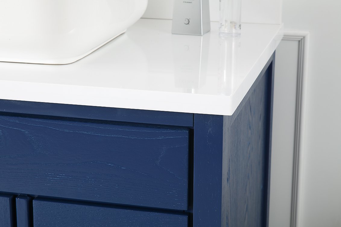 36" Tennant Brand Modern Style Blue Beatrice Vessel Sink Bathroom Vanity - TB-9936VB-36QT - Bentoncollections