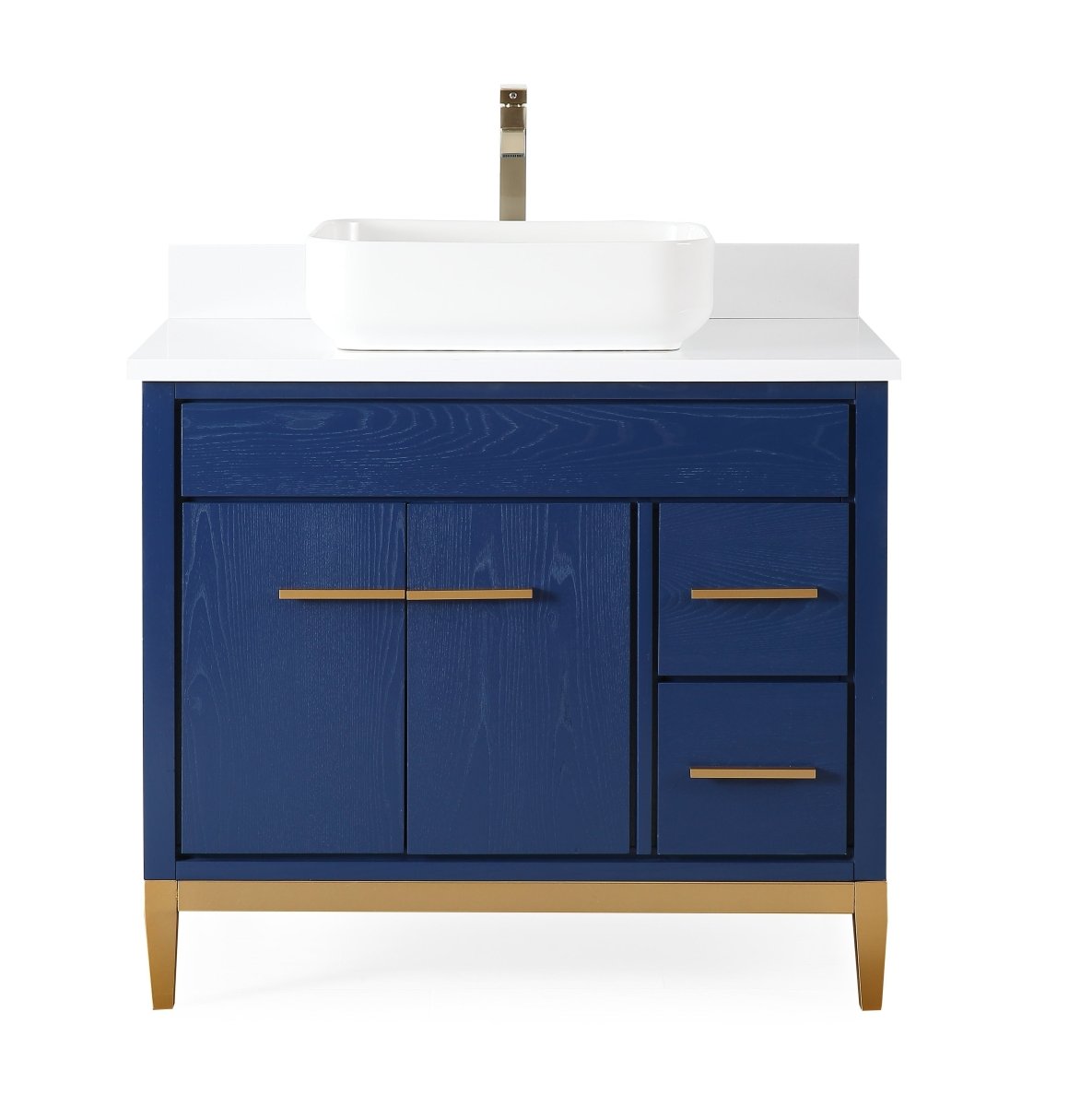 36" Tennant Brand Modern Style Blue Beatrice Vessel Sink Bathroom Vanity - TB-9936VB-36QT - Bentoncollections