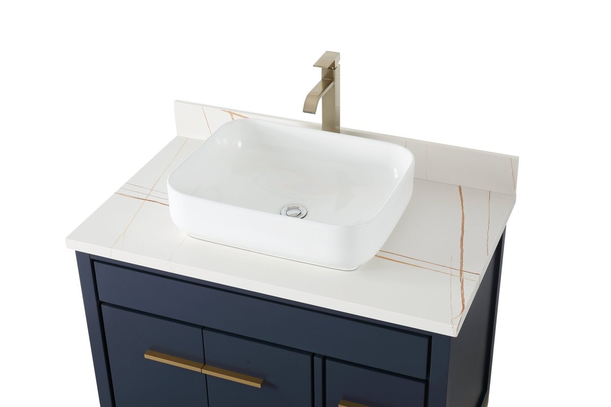 36" Tennant Brand Modern Style Navy Blue Beatrice Vessel Sink Bathroom Vanity - TB-9936NB-36NU - Bentoncollections