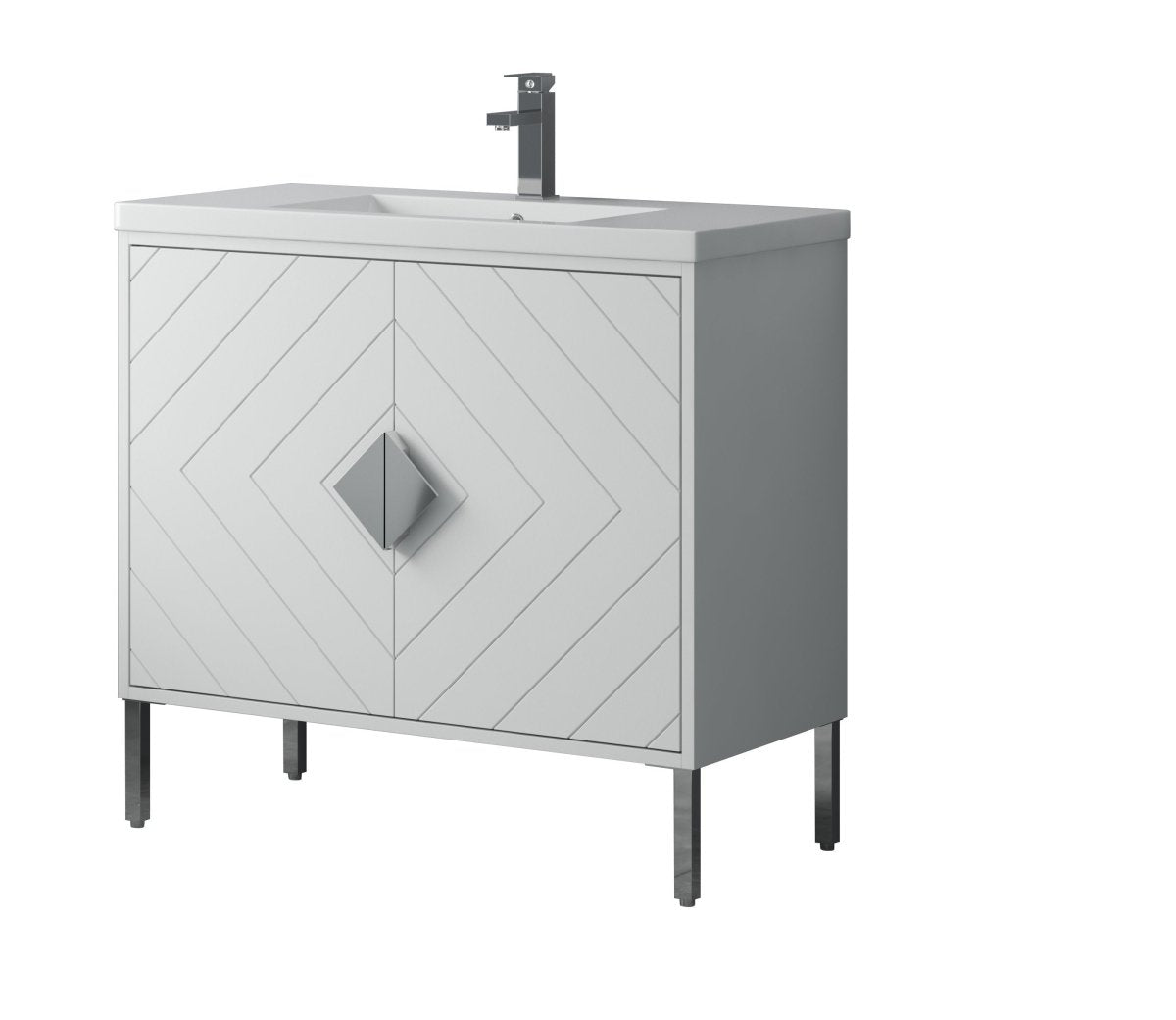 36" Tennant Brand Modern Style White Eileen Bathroom Sink Vanity - AC-66WT36 - Bentoncollections