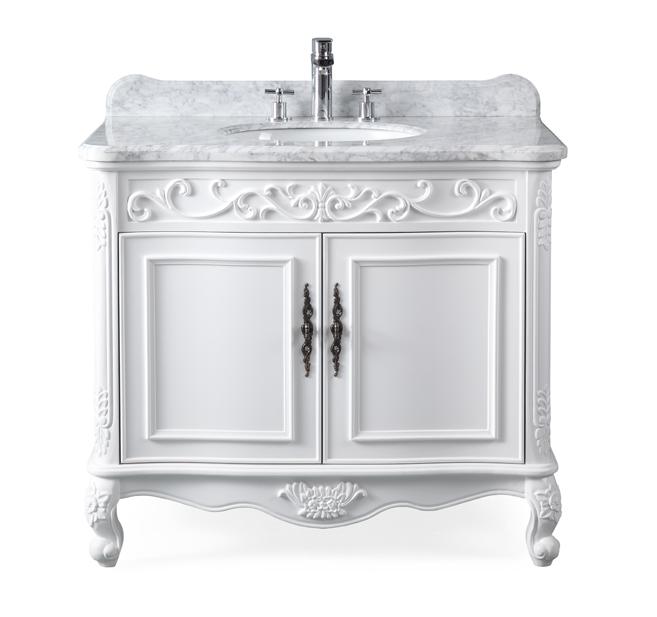 39" Bathroom Vanity with Italian Carrara Marble Counter-top Benton Collection Carbone # ZK-1092RA - Bentoncollections