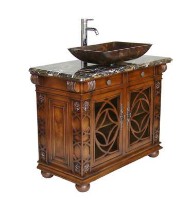 42" Benton Collection Italian Portoro Marble Top Vigo Bathroom Sink Vanity HF-1217GF - Bentoncollections