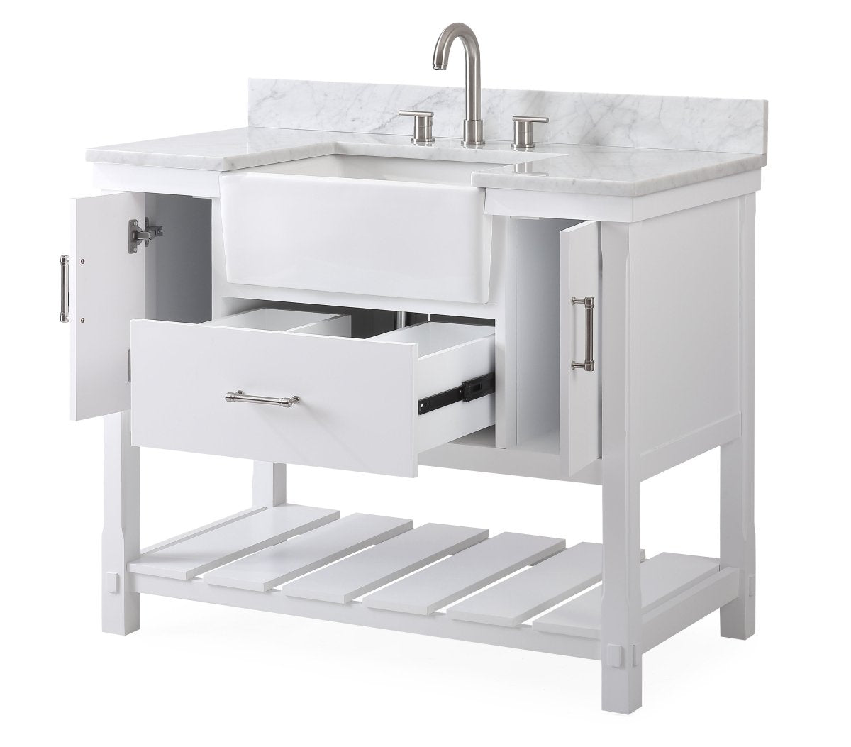 42-Inches Kendia Farmhouse Sink Bathroom Vanity - GD-7042-WT42-RA - Bentoncollections