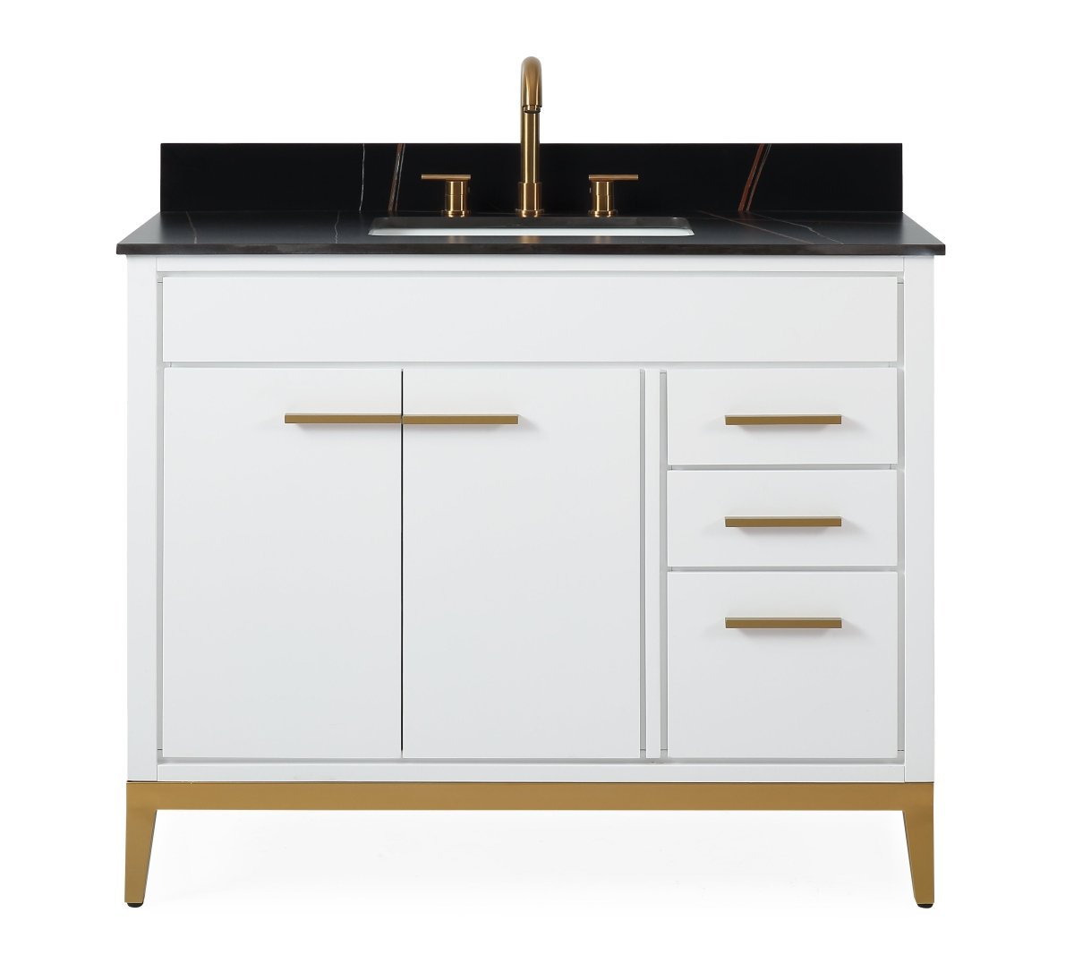 42" Tennant Brand Modern Style White Beatrice Single Sink Bathroom Vanity - TB-9777-WT42BK - Bentoncollections