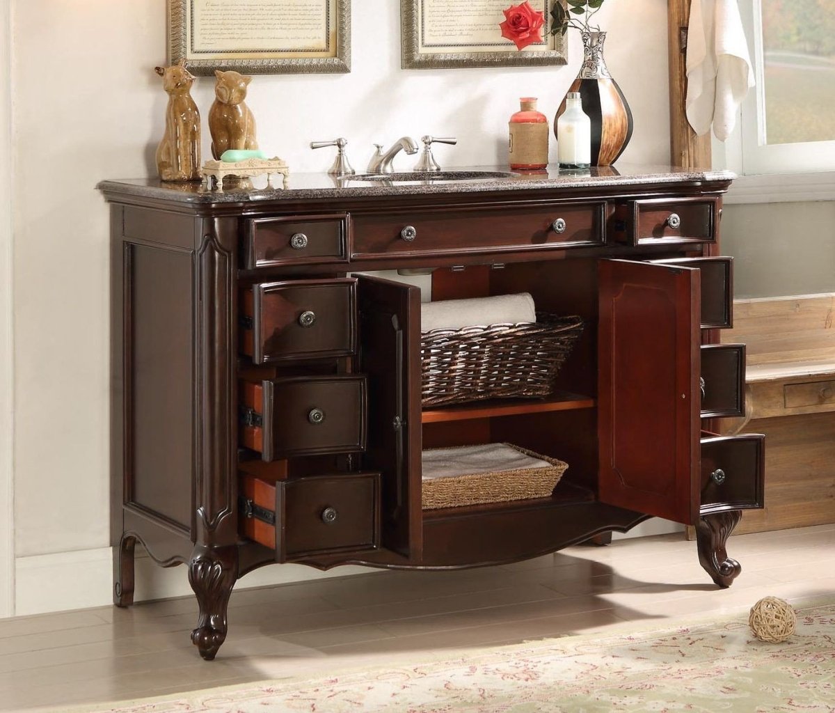 48" All Solid Wood Clinton Bathroom Sink Vanity model # GD-9064V-48 - Bentoncollections