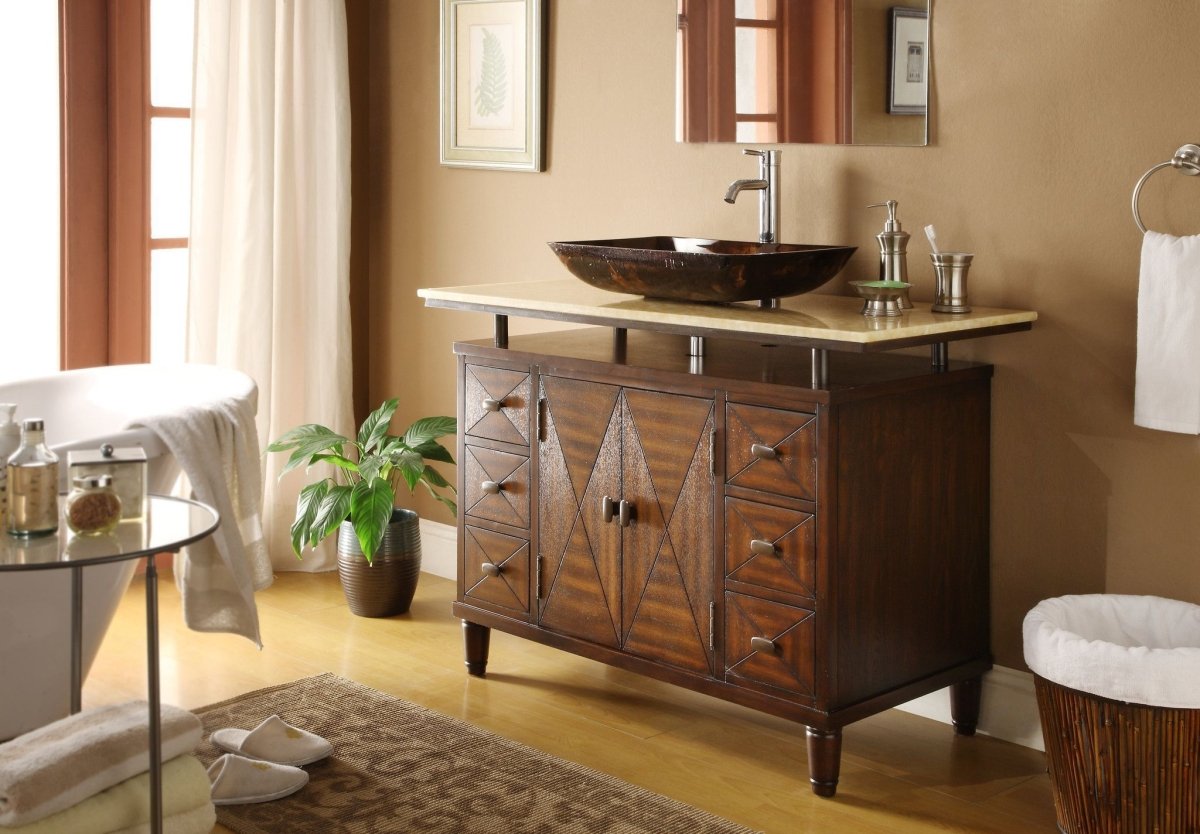 48" Benton Collection Verdana Vessel Sink Bathroom Vanity Model # Q0136-8XA - Bentoncollections