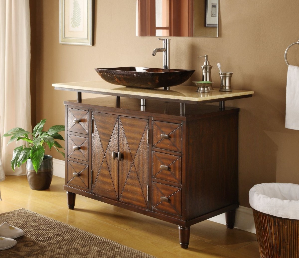 48" Benton Collection Verdana Vessel Sink Bathroom Vanity Model # Q0136-8XA - Bentoncollections