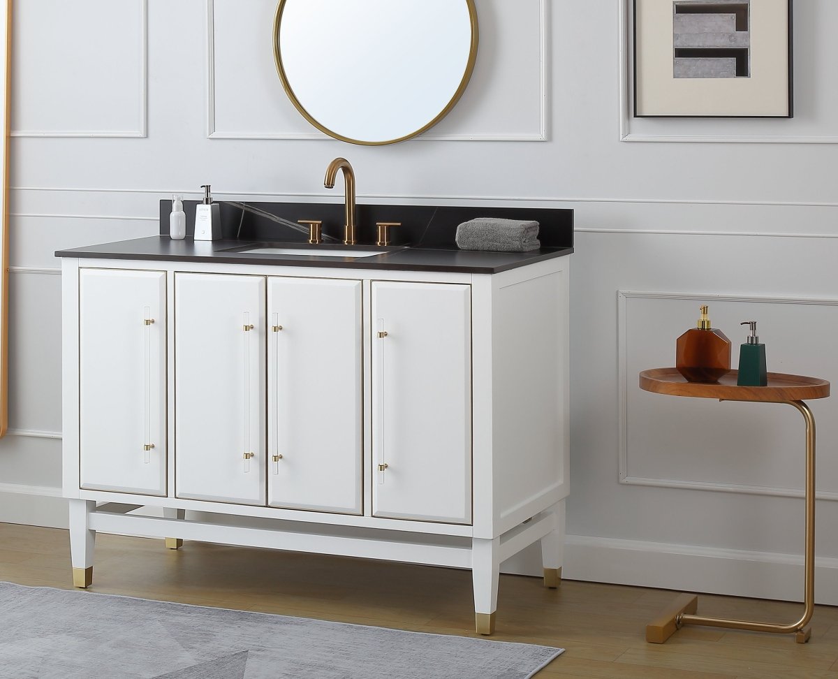 48" Tennant Brand Bertone White Modern Bathroom Sink Vanity Q164WT-48GT - Bentoncollections