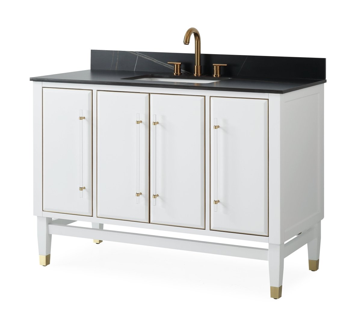 48" Tennant Brand Bertone White Modern Bathroom Sink Vanity Q164WT-48GT - Bentoncollections