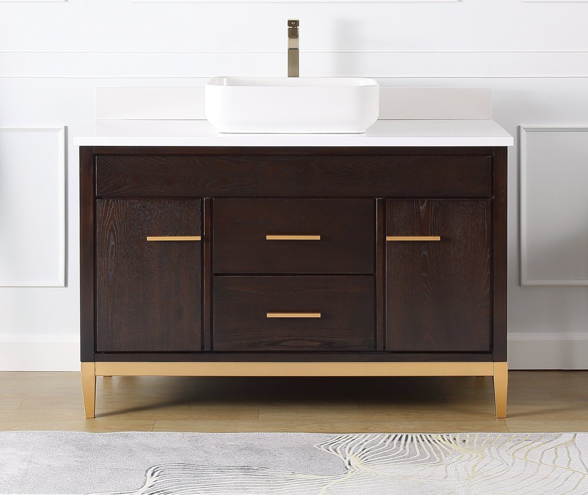 48" Tennant Brand Modern Style Beatrice Vessel Sink Bathroom Vanity - TB-9948DK-48QT - Bentoncollections