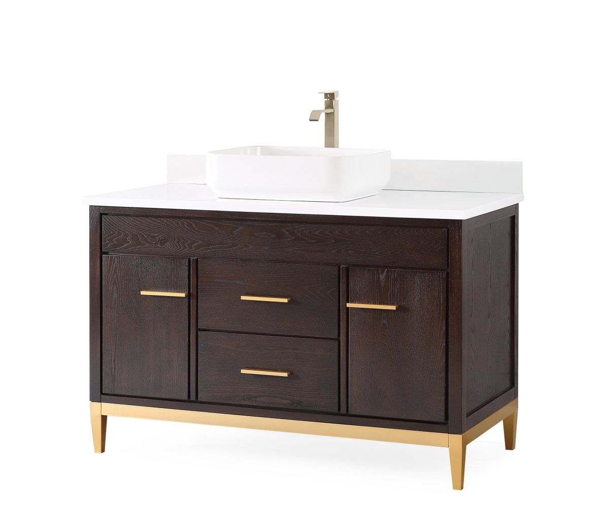 48" Tennant Brand Modern Style Beatrice Vessel Sink Bathroom Vanity - TB-9948DK-48QT - Bentoncollections