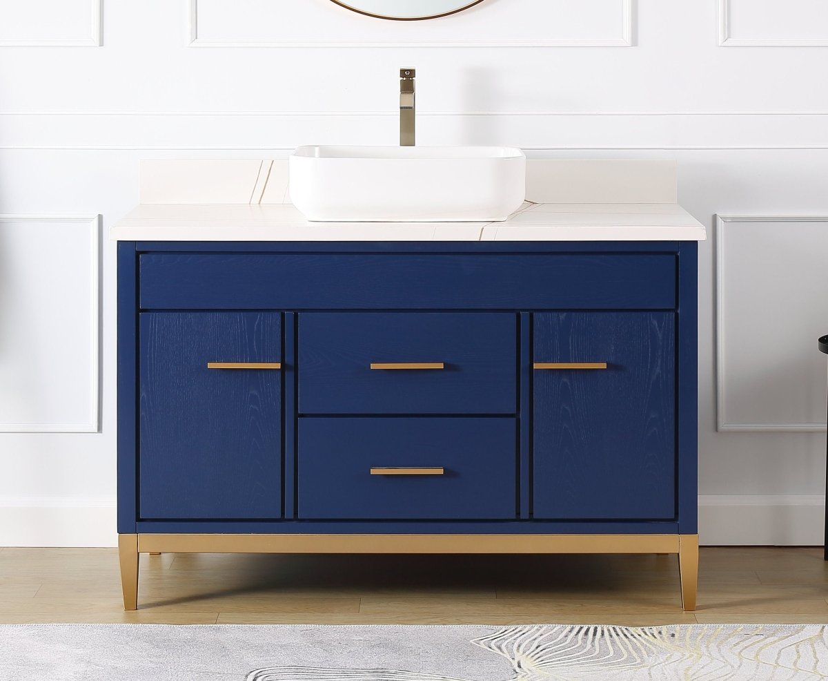 48" Tennant Brand Modern Style Beatrice Vessel Sink Bathroom Vanity - TB-9948VB-48QT-LP - Bentoncollections