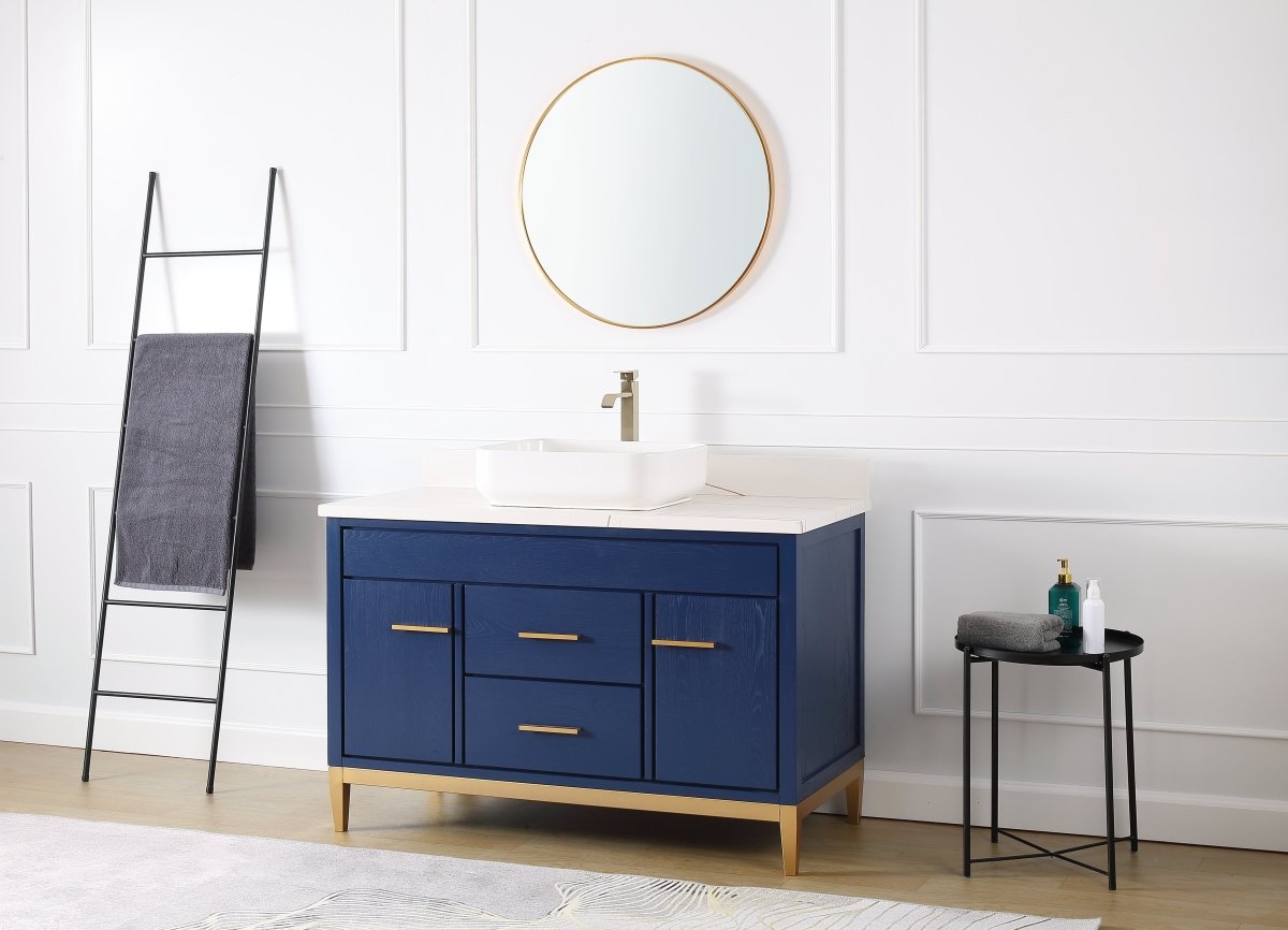 48" Tennant Brand Modern Style Beatrice Vessel Sink Bathroom Vanity - TB-9948VB-48QT-LP - Bentoncollections