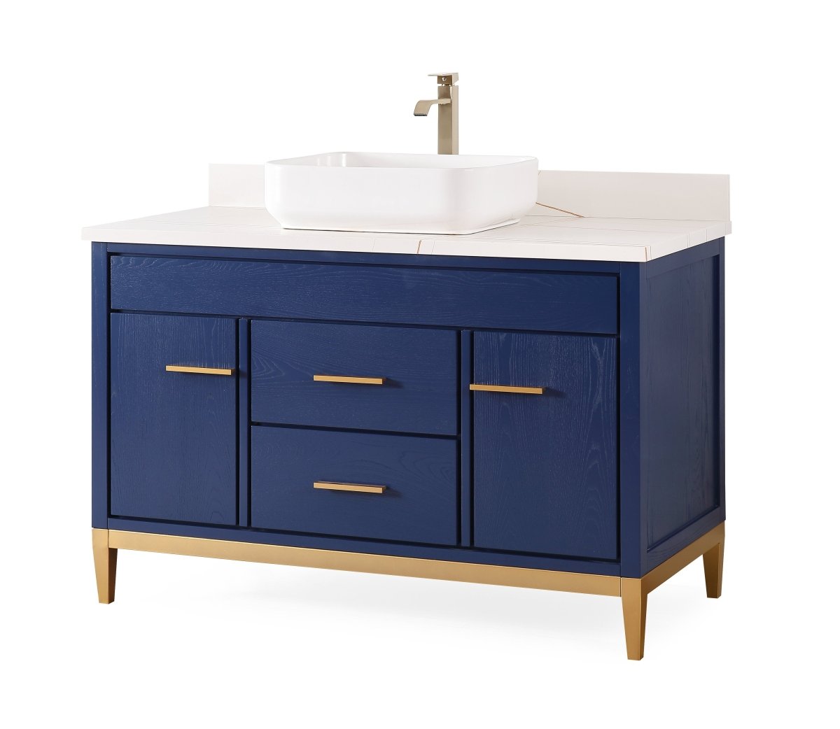 48" Tennant Brand Modern Style Beatrice Vessel Sink Bathroom Vanity - TB-9948VB-48QT-LP - Bentoncollections