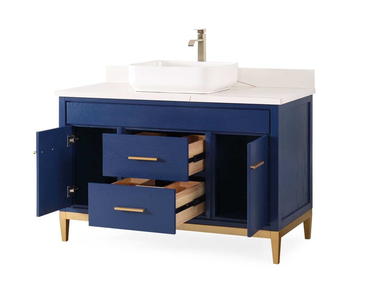 48" Tennant Brand Modern Style Beatrice Vessel Sink Bathroom Vanity - TB-9948VB-48QT-LP - Bentoncollections