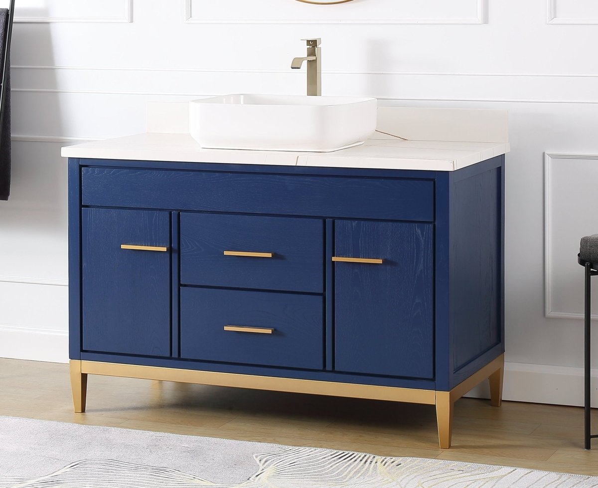 48" Tennant Brand Modern Style Beatrice Vessel Sink Bathroom Vanity - TB-9948VB-48QT-LP - Bentoncollections