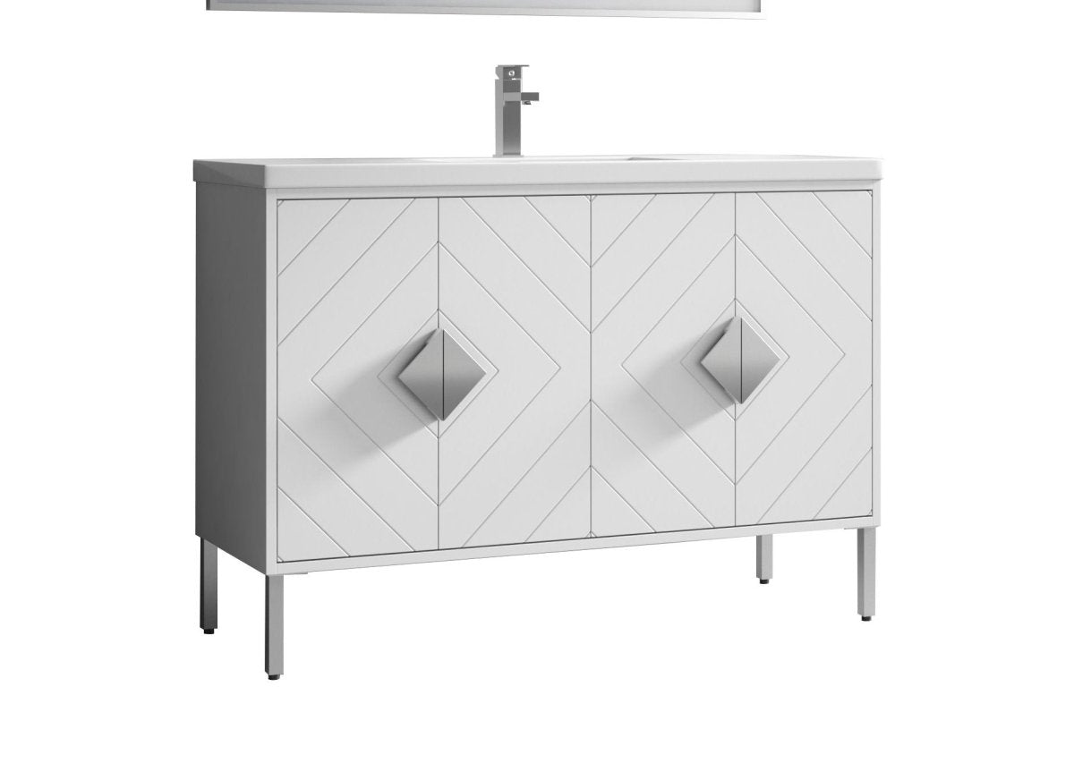 48" Tennant Brand Modern Style White Eileen Bathroom Sink Vanity - AC-66WT48 - Bentoncollections