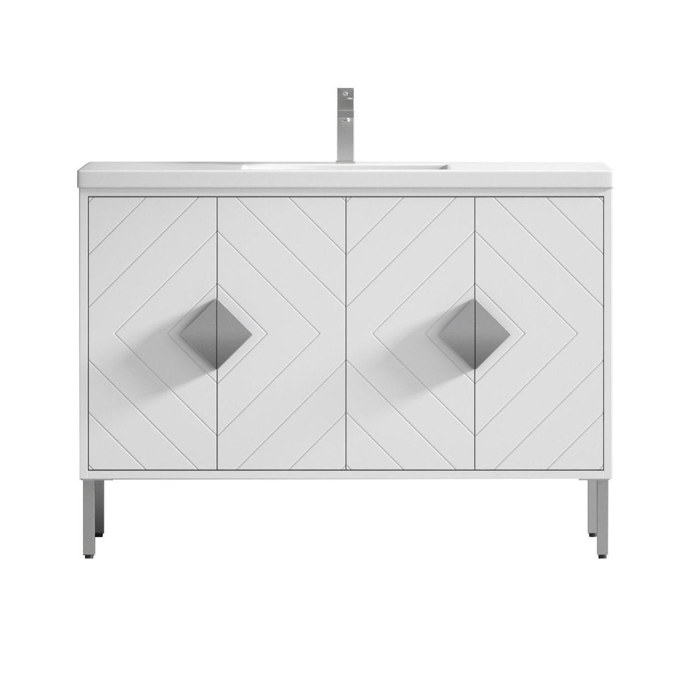 48" Tennant Brand Modern Style White Eileen Bathroom Sink Vanity - AC-66WT48 - Bentoncollections