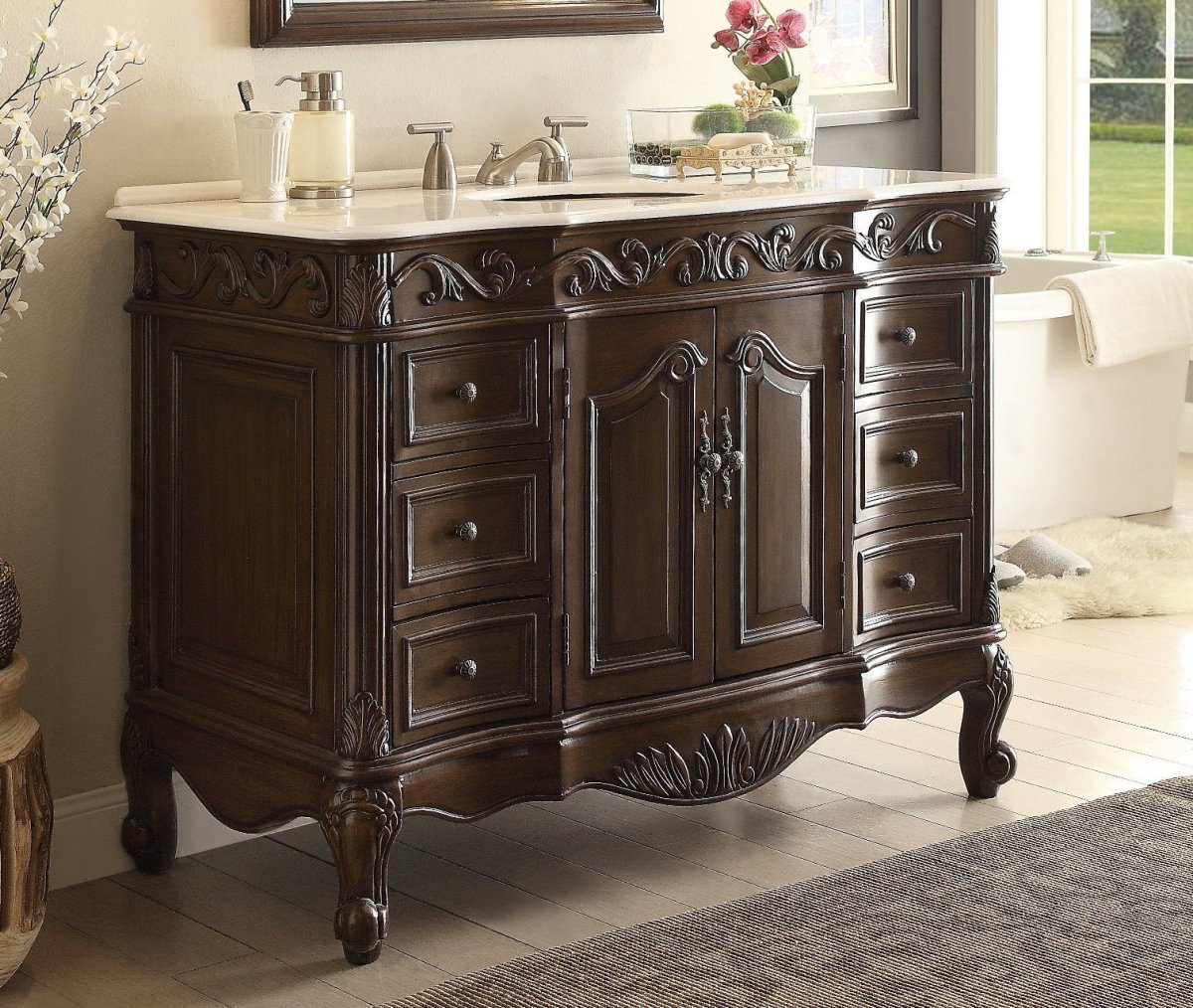 48" Traditional Style Single Sink Beckham Bathroom Vanity - SW-3882W-TK-48 - Bentoncollections